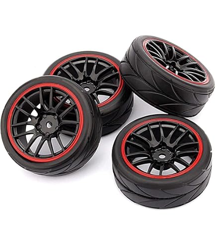 Amazon | RELY 4個12Mmハブホイールリム＆ラバータイヤ、 RC 1/10オン